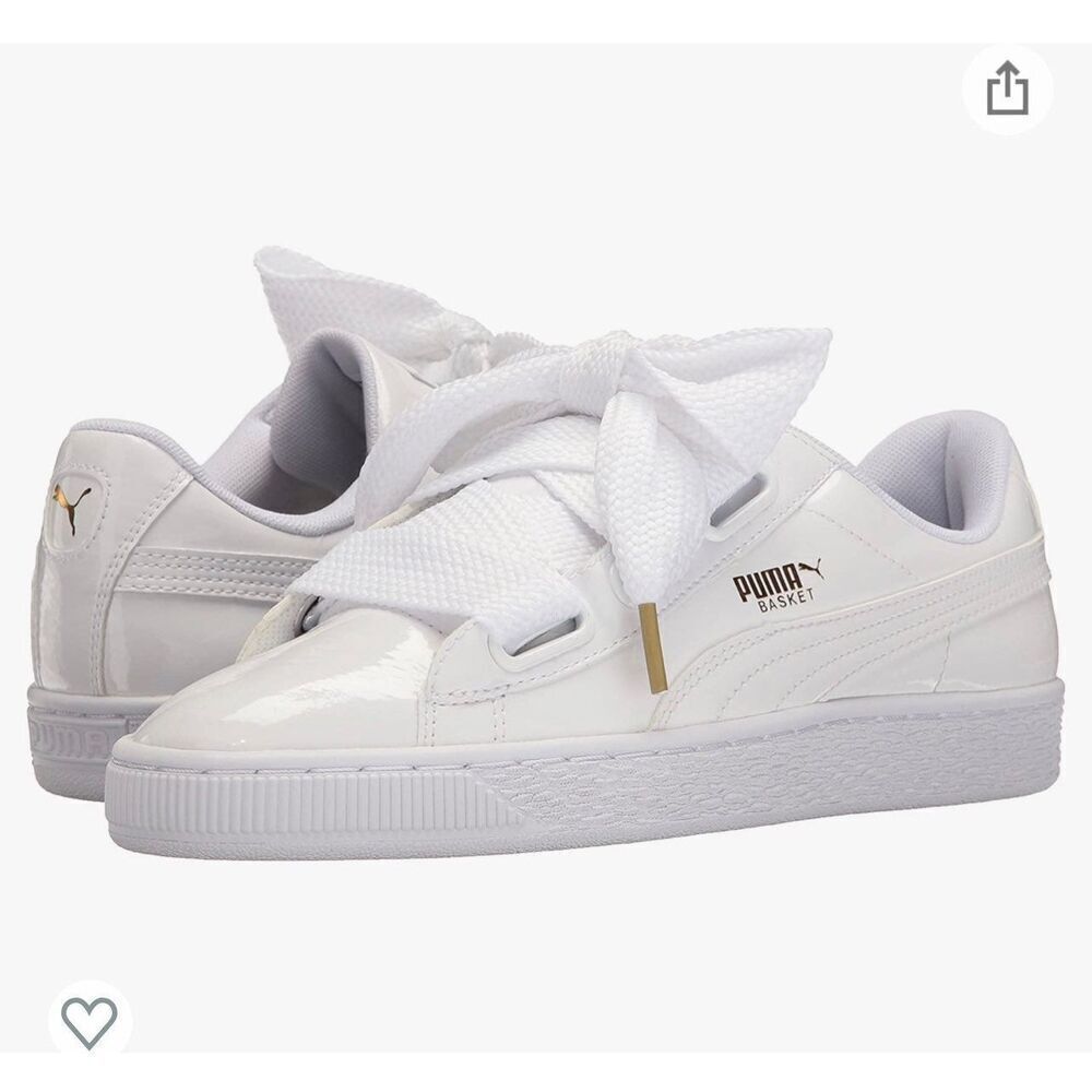 Puma Basket Heart Night Sky white sparkle satin laces sneakers size 8.5  8 1/2 - Picture 7 of 10